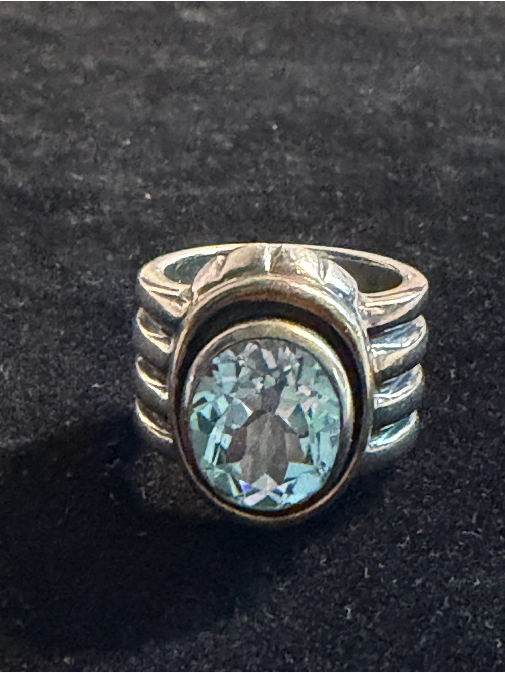 Silpada Sterling Silver Aqua Crystal Statement Ring